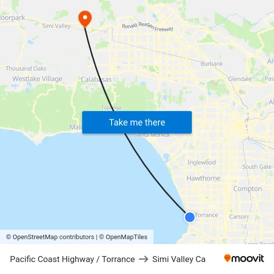 Pacific Coast Highway / Torrance to Simi Valley Ca map