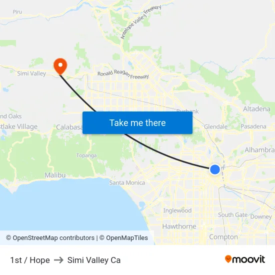 1st / Hope to Simi Valley Ca map