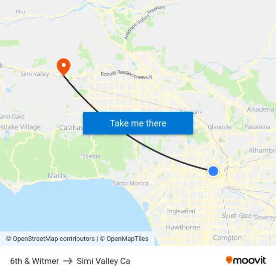 6th & Witmer to Simi Valley Ca map