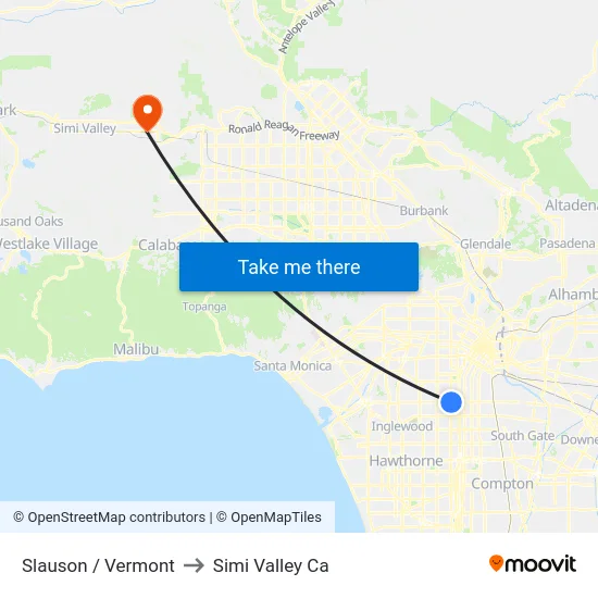 Slauson / Vermont to Simi Valley Ca map