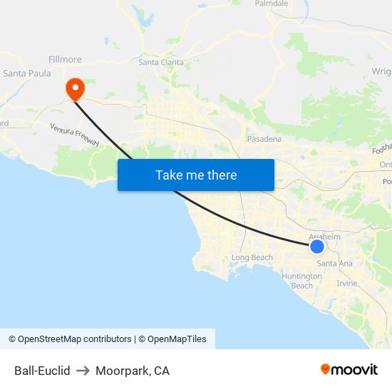 Ball-Euclid to Moorpark, CA map