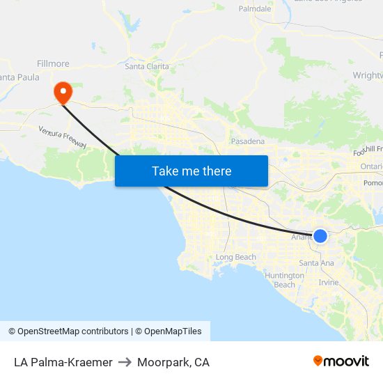 LA Palma-Kraemer to Moorpark, CA map