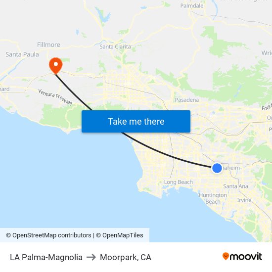 LA Palma-Magnolia to Moorpark, CA map