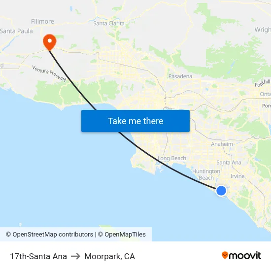 17th-Santa Ana to Moorpark, CA map