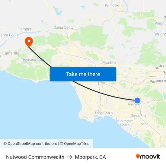 Nutwood-Commonwealth to Moorpark, CA map