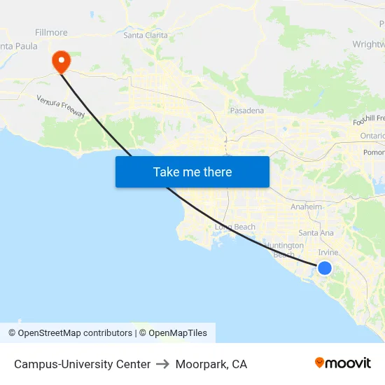 Campus-University Center to Moorpark, CA map