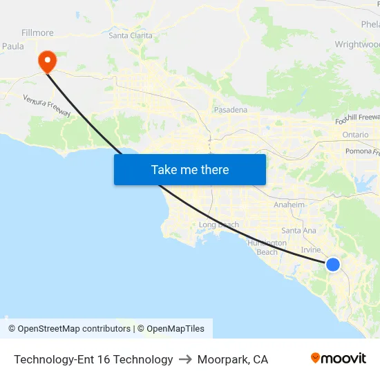 Technology-Ent 16 Technology to Moorpark, CA map