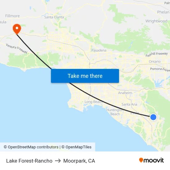 Lake Forest-Rancho to Moorpark, CA map