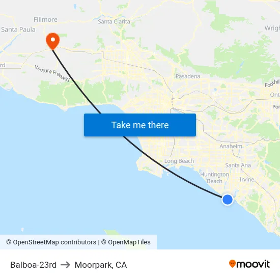 Balboa-23rd to Moorpark, CA map