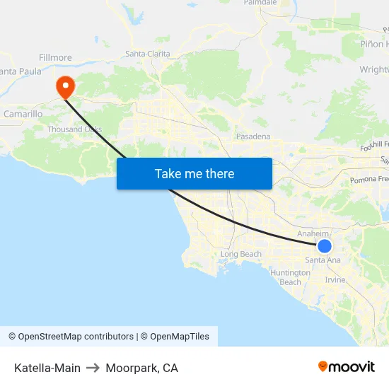 Katella-Main to Moorpark, CA map