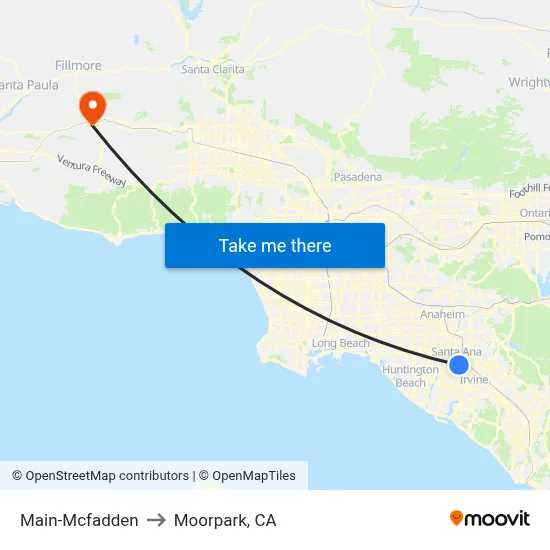 Main-Mcfadden to Moorpark, CA map