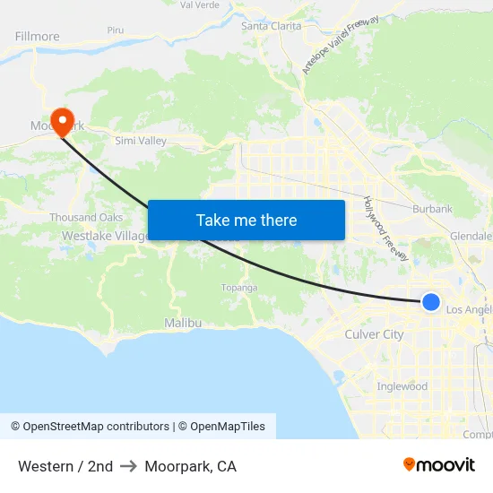 Western / 2nd to Moorpark, CA map
