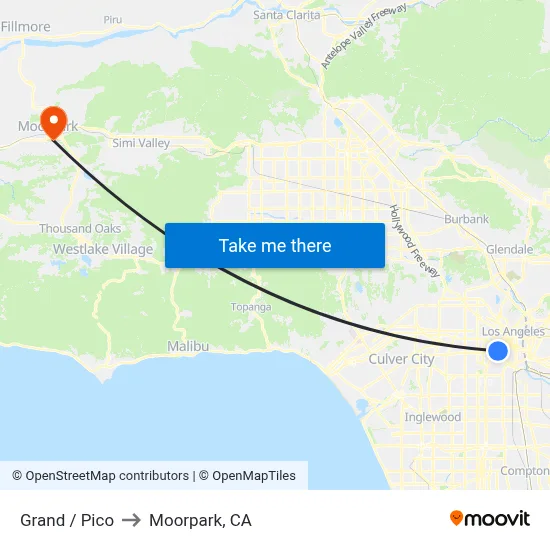 Grand / Pico to Moorpark, CA map