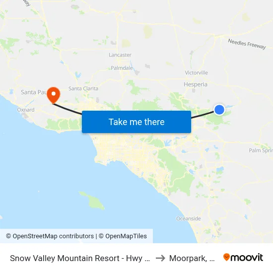 Snow Valley Mountain Resort - Hwy 18 to Moorpark, CA map