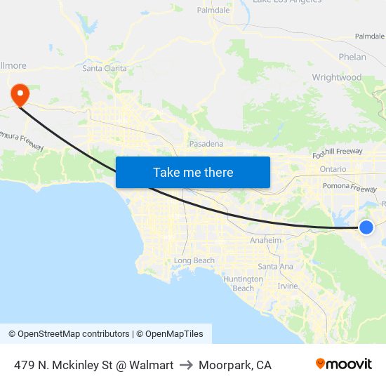 479 N. Mckinley St @ Walmart to Moorpark, CA map