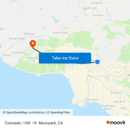 Colorado / Hill to Moorpark, CA map