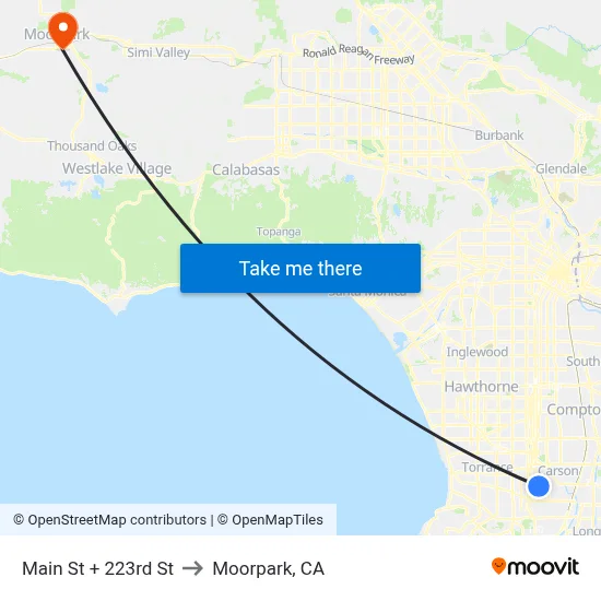 Main St + 223rd St to Moorpark, CA map