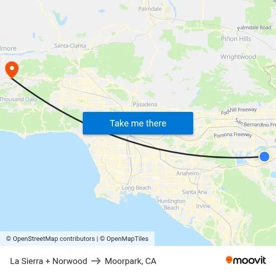 La Sierra + Norwood to Moorpark, CA map