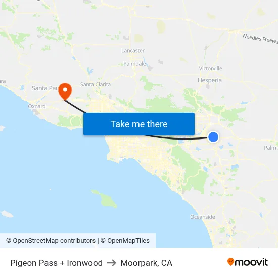 Pigeon Pass + Ironwood to Moorpark, CA map