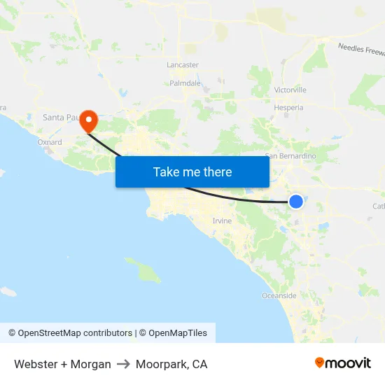 Webster + Morgan to Moorpark, CA map