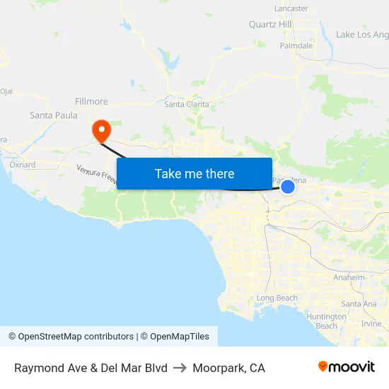 Raymond Ave & Del Mar Blvd to Moorpark, CA map