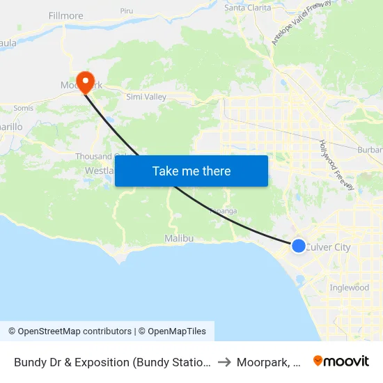 Bundy Dr & Exposition (Bundy Station) to Moorpark, CA map