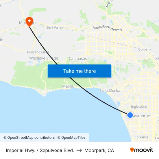 Imperial Hwy. / Sepulveda Blvd. to Moorpark, CA map