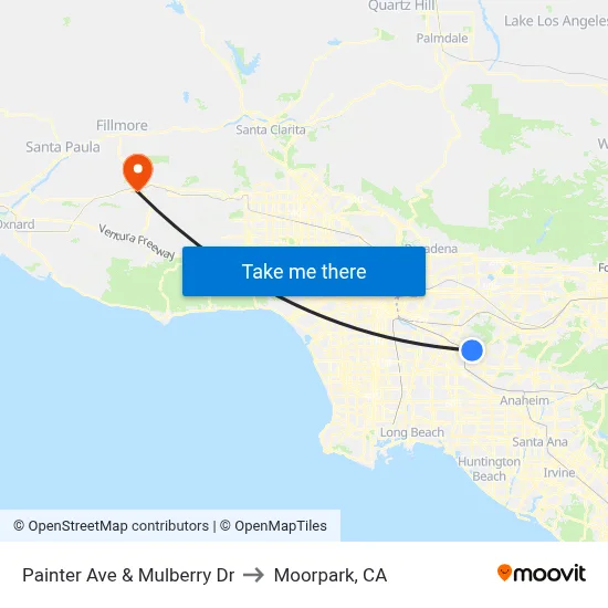 Painter Ave & Mulberry Dr to Moorpark, CA map