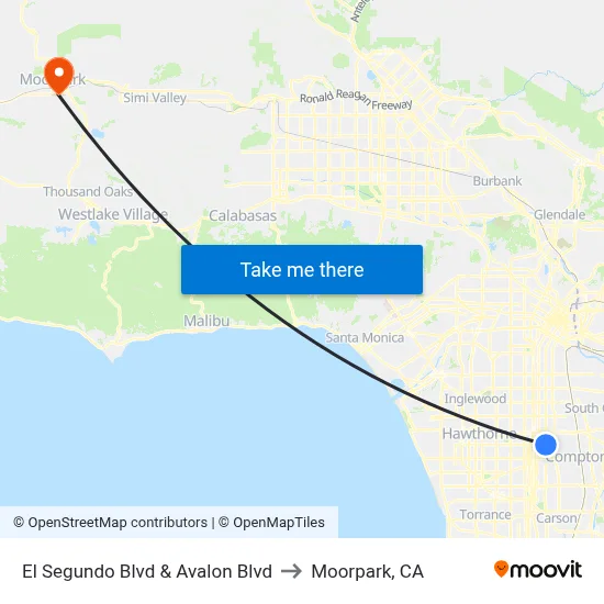 El Segundo Blvd & Avalon Blvd to Moorpark, CA map