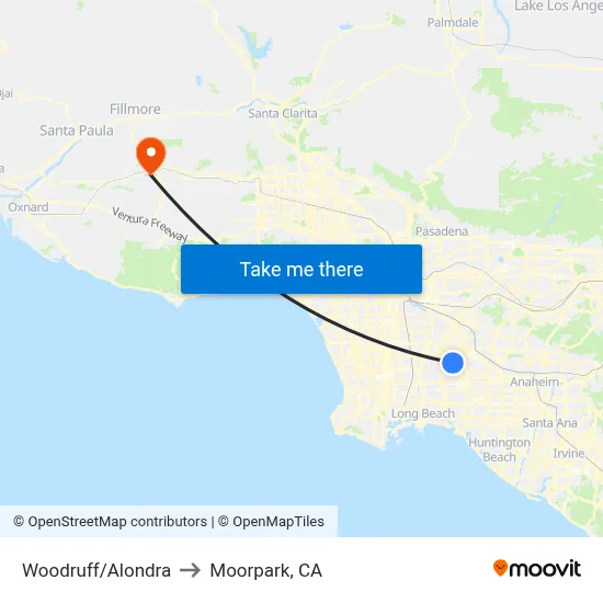 Woodruff/Alondra to Moorpark, CA map