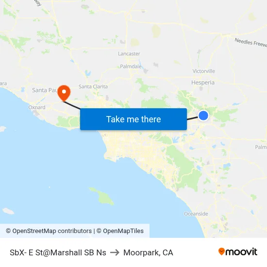 SbX- E St@Marshall SB Ns to Moorpark, CA map