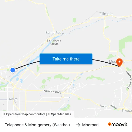 Telephone & Montgomery (Westbound) to Moorpark, CA map