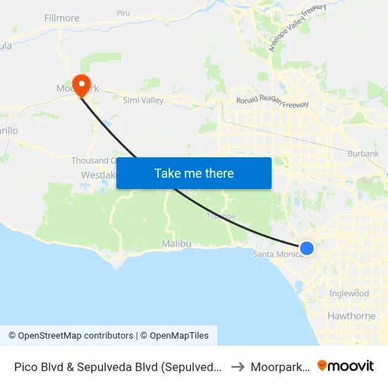 Pico Blvd & Sepulveda Blvd (Sepulveda Station) to Moorpark, CA map