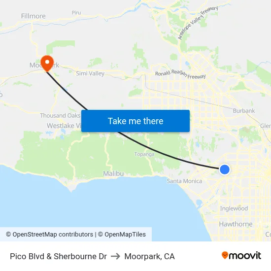Pico Blvd & Sherbourne Dr to Moorpark, CA map