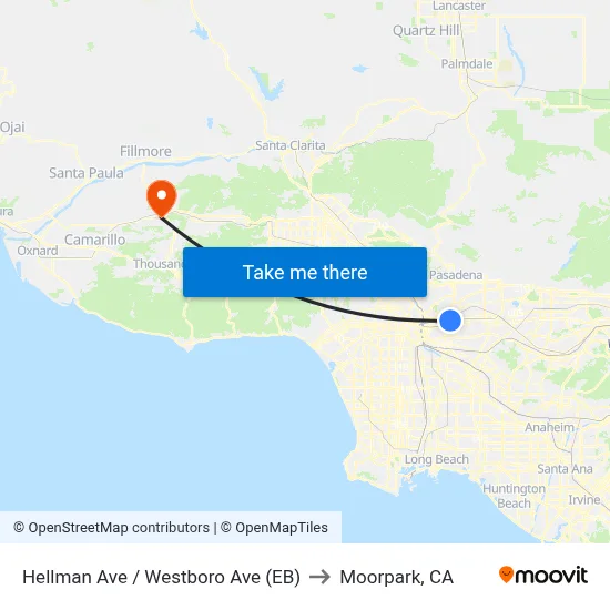 Hellman Ave / Westboro Ave (EB) to Moorpark, CA map