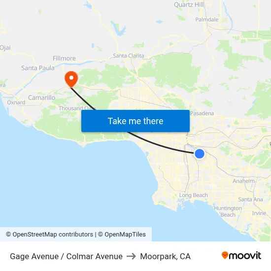 Gage Avenue / Colmar Avenue to Moorpark, CA map