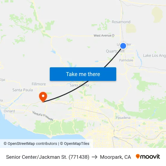 Senior Center/Jackman St. (771438) to Moorpark, CA map