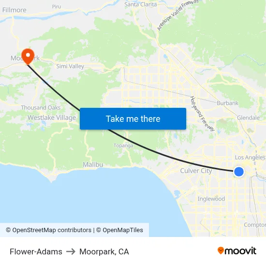 Flower-Adams to Moorpark, CA map