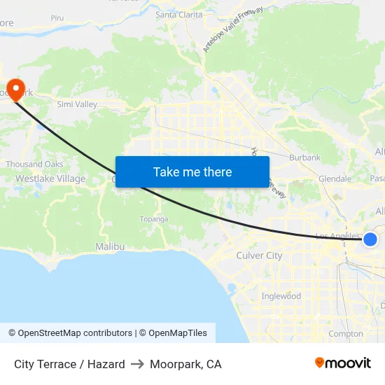 City Terrace / Hazard to Moorpark, CA map