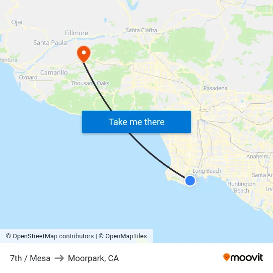 7th / Mesa to Moorpark, CA map