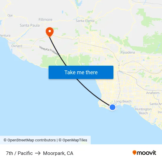 7th / Pacific to Moorpark, CA map