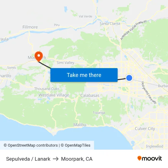 Sepulveda / Lanark to Moorpark, CA map