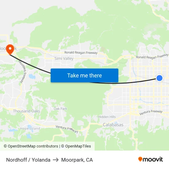 Nordhoff / Yolanda to Moorpark, CA map