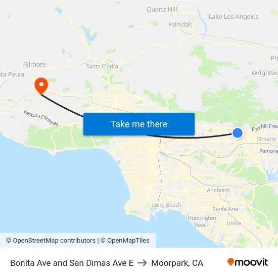 Bonita Ave and San Dimas Ave E to Moorpark, CA map