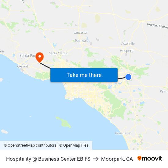 Hospitality @ Business Center EB FS to Moorpark, CA map