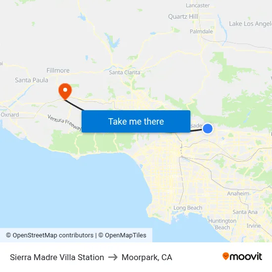 Sierra Madre Villa Station to Moorpark, CA map