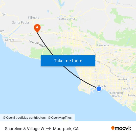 Shoreline & Village W to Moorpark, CA map