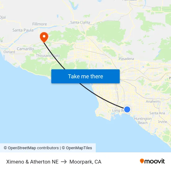 Ximeno & Atherton NE to Moorpark, CA map