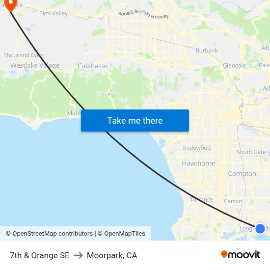 7th & Orange SE to Moorpark, CA map