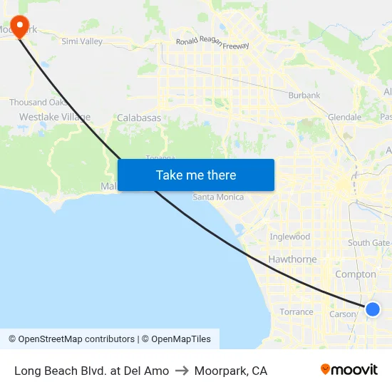 Long Beach Blvd. at Del Amo to Moorpark, CA map